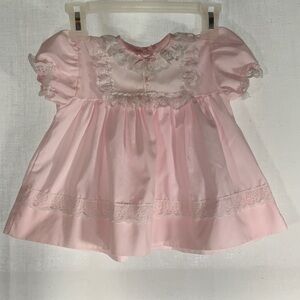 Vintage Pink Baby Dress with Lace 12 months 21-24 pounds